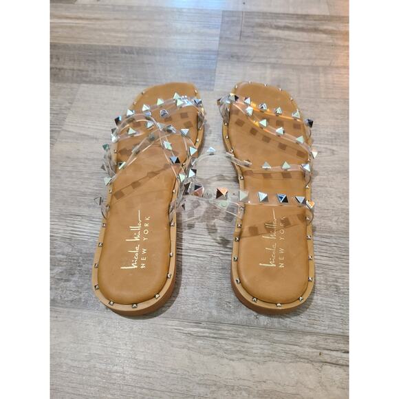 Nicole Miller New York size 7.5 womens clear pvc and studded sandals - Picture 5 of 7